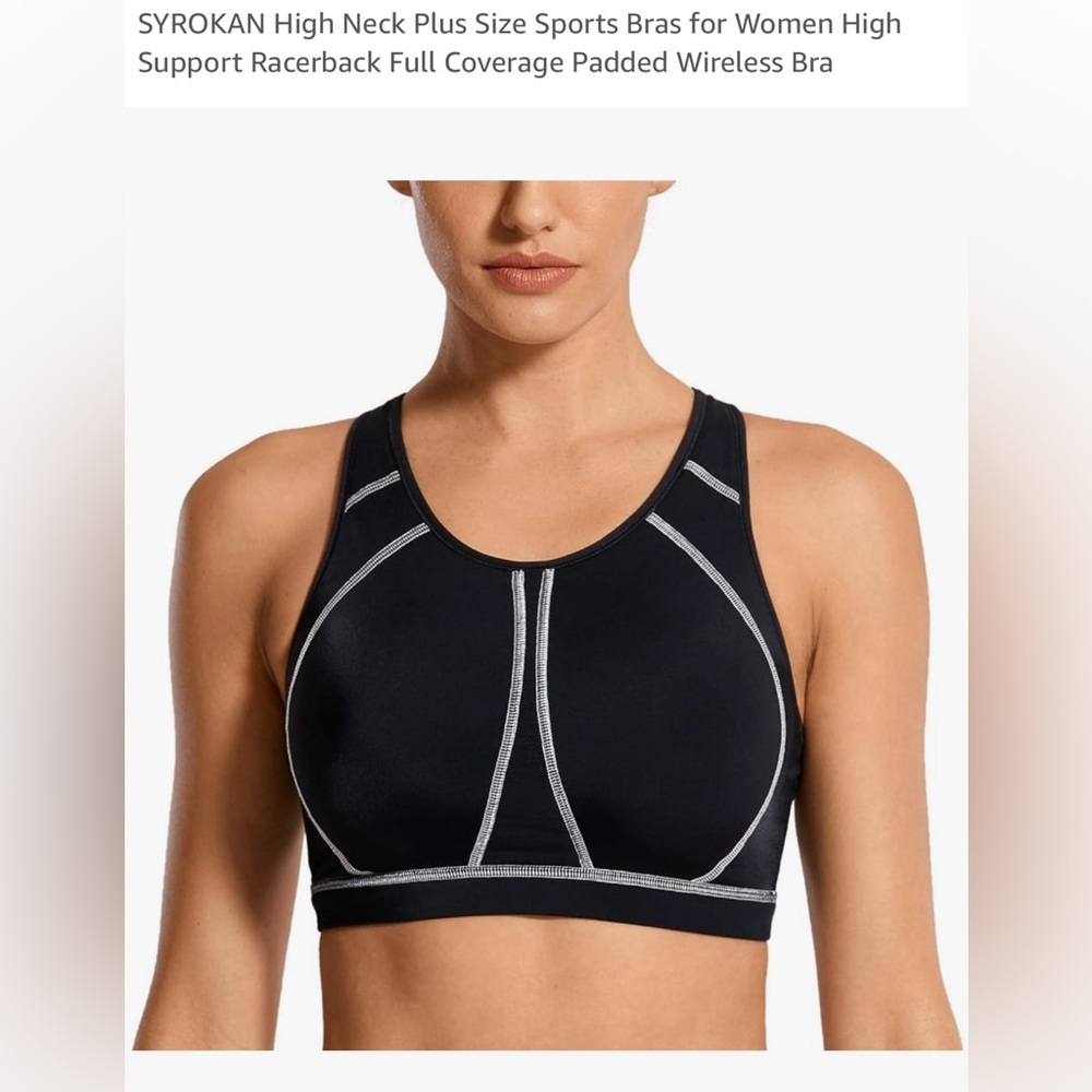 Syroken Black full support sports bra wireless size 38E